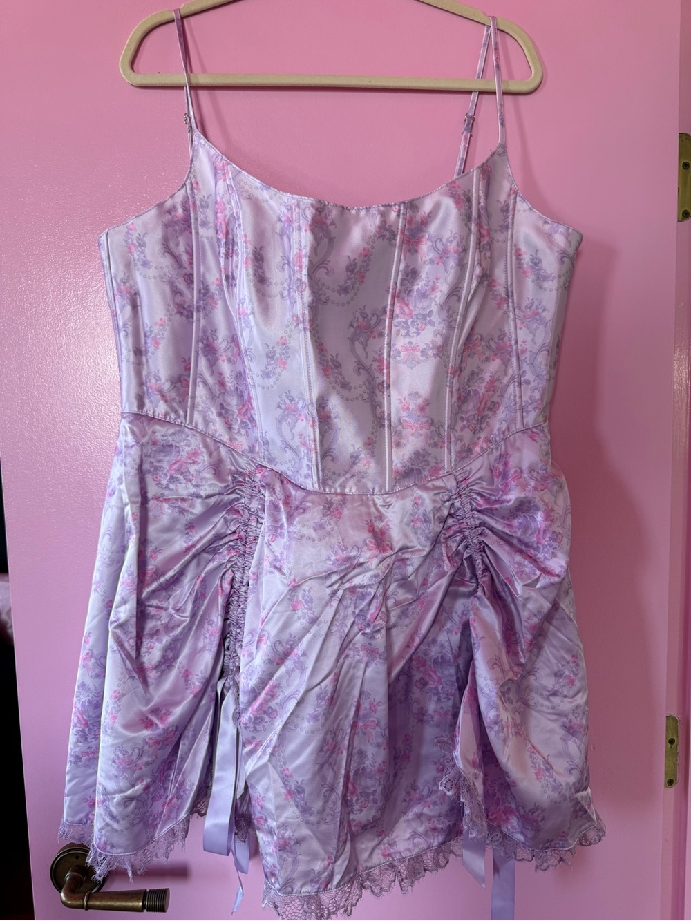 Sugar Thrillz Lavender Floral Corset LaceUp Mini Dress 2X NWT Fairycore Coquette